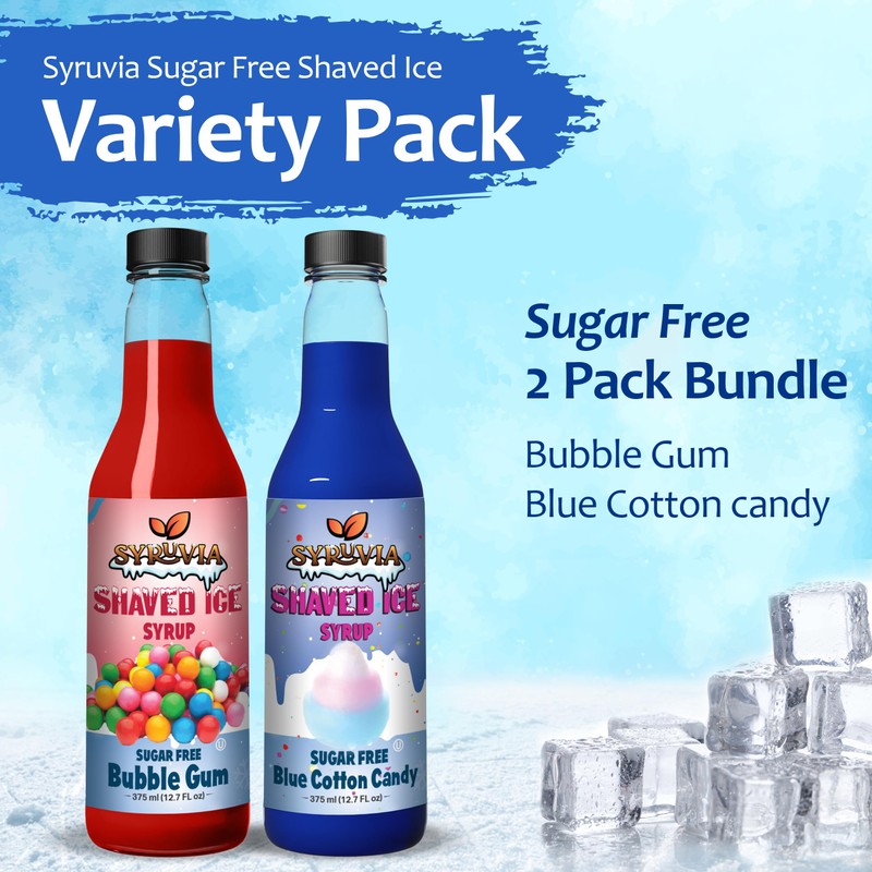 Syruvia Sugar-Free Snow Cone Syrup 12.7oz -0 Calorie Bubble gum