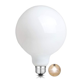CRLight 5-inch 12W 2700K Opal Dimmable Warm White Large Globe LED Bulb, G125 / G40 Replacement, 80W Equivalent 800LM, Coated Inside White Milky Glass E26 5 Inch Oversize Antique Edison, Smooth Dimming