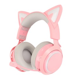 Cat Ear Headphone, RGB Stereo Gaming Headset with Microphone, Lightweight Foldable Over Ear Headphones for Laptop Smartphone Tablet (#2)