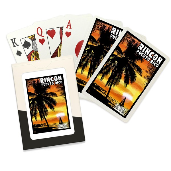 Lantern Press Rincon, Puerto Rico, Palm and Sunset, Scratchboard (52