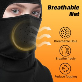 UNNESTAR Kids Balaclava Ski Mask Movable Face Mask for Boys Girls Cold Weather Neck Warmer, black