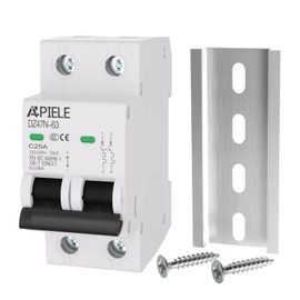 APIELE Miniature Circuit Breakers AC 120/240V, 25Amp 2Poles Circuit Breaker for Solar Photovoltaic Systems, DIN Rail Mount AC Disconnect Switch (2P-25A)