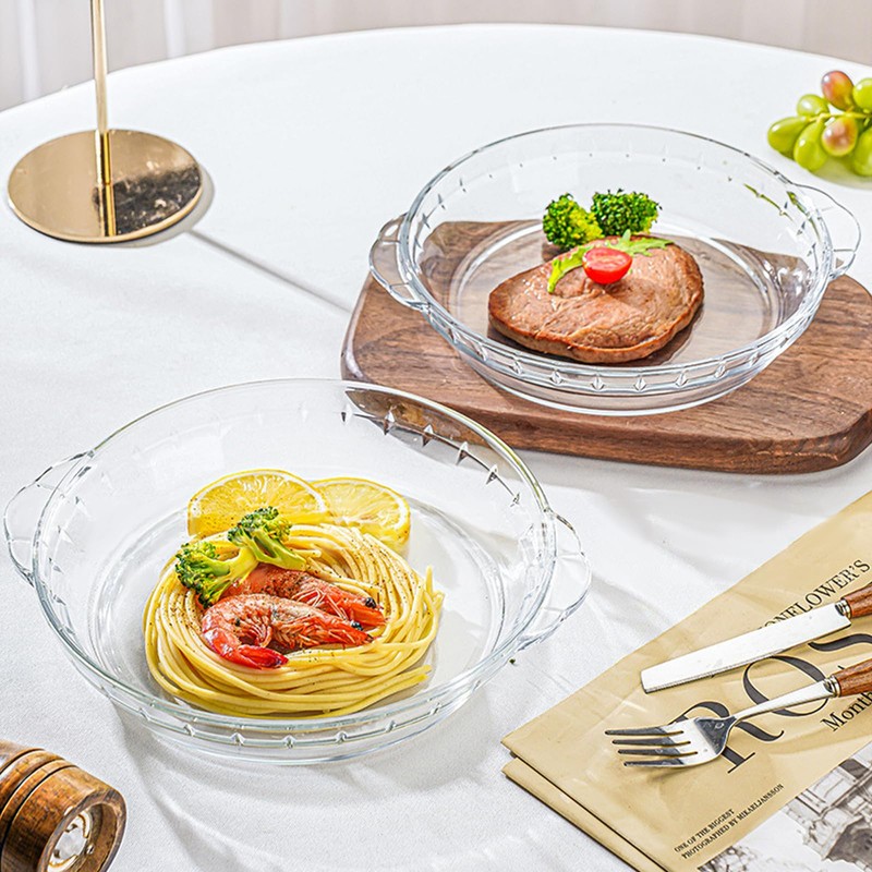2-Pack (7"/8") Glass Baking Dish Set, Round Pie Glass Bakeware