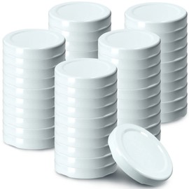 KADAX Screw Cap for Jars, Twist-Off Metal Lids fi 33 mm, Replacement Lids for Mason Jars, Lids for Jars, Bottles and Mason Jars (Pack of 50, White)