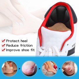 Heel Cushion Pads, Adhesive Back of Heel Grips Inserts for Boots, Too Big Loose Shoes, Reusable Heel Guards Liners for Women Men, Improve Shoe Fit, 4PCS-Black+4PCS-Black-B