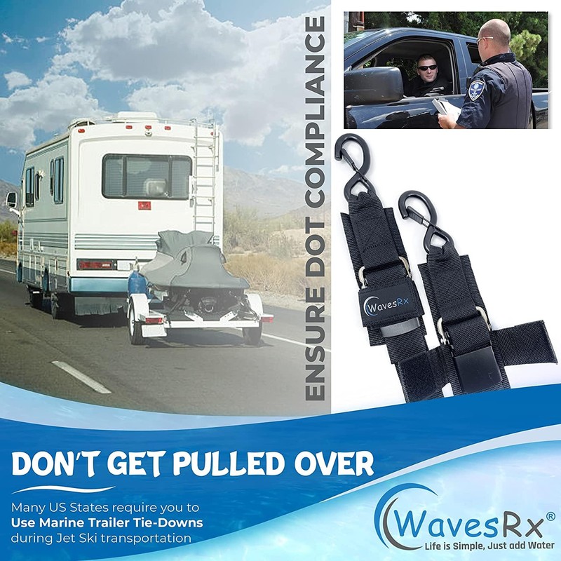 WavesRx Premium Boat & Jet Ski Trailer Transom Tie Down