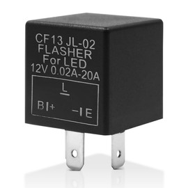 Eishin Turn Signal Relay 3 Pin Motorcycle Car Ticking Sound Speed Adjustment LED Hifra Prevention Wiring CF13 12V Black (No Speed Adjustment / No Wiring )