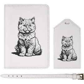 Azeeda 'Selkirk Rex Cat Sitting' Passport Cover & Luggage Tag Travel Set (PA00028179)