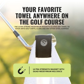 Stripebird Magnetic Clip for Any Towel (Black) - Highest Strength Magnet for Golf Towel - Removable - Golf Towels for Men
