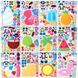 JOYIN Pack of 36 Animal Stickers Children, Sticker Set, Make-a-Face Stickers, Small Gifts for Children, Children's Birthday Party Favours, Party Bags, Children's Birthday Party from 3 Years (Summer)