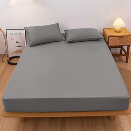 AULIFLOWER Fitted Sheets, Bed Sheets, Bed Cover, Absorbent and Quick Drying, Suitable for Mattresses 5-30cm Thickness, Mattress Cover, Skin-friendly, Washable, All Seasons, Comfortable, Semi-Double,