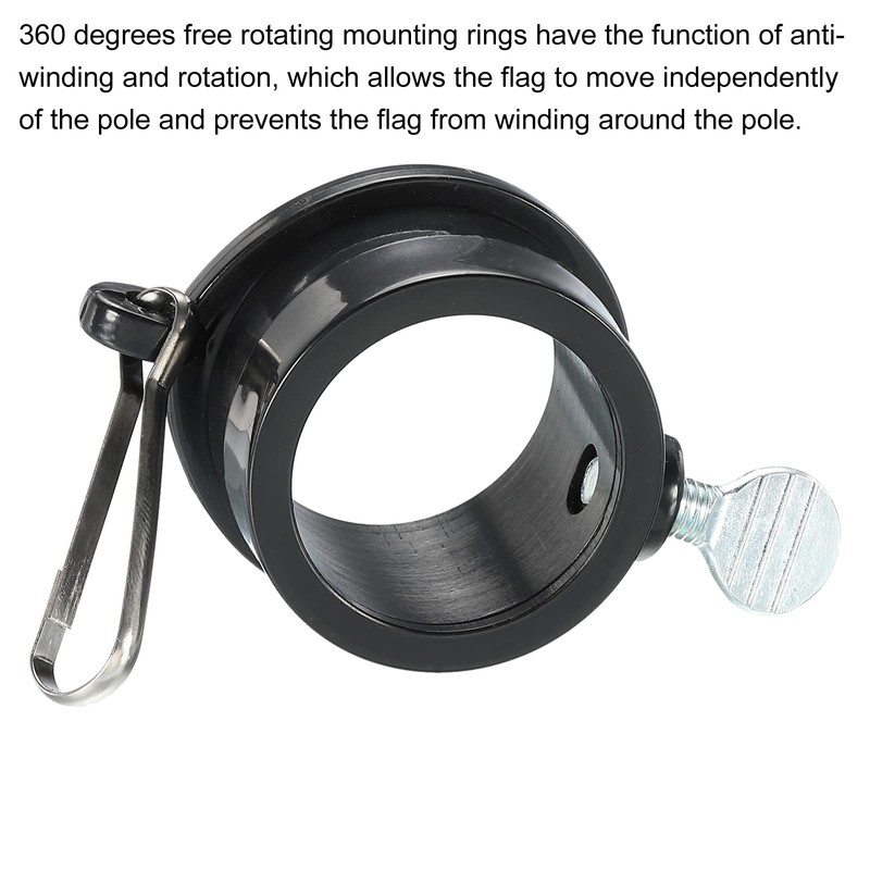 sourcing map Flag Pole Rings Mounting Clips Rotating Adjustable Fasteners