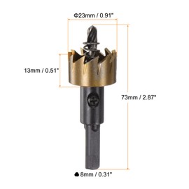 HARFINGTON Hole Saw 23mm (59/64") M35 HSS (High Speed Steel) Titanium Coated Drill Bit Cutter Opener for Stainless Steel Aluminum Alloy Metal Wood Plastic