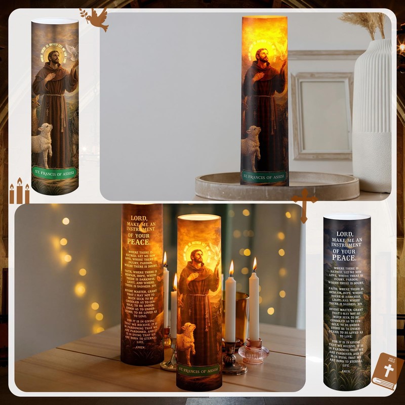 Anglechic Religious St Francis of Assisi LED Candle Gift Catholic
