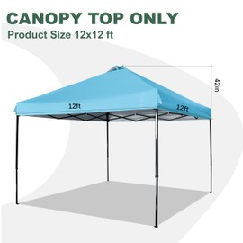JANCANOPY 12x12 Canopy Replacement Top with Air Vent Silver Coated for Straight Leg Canopy Frame, (Turquoise)
