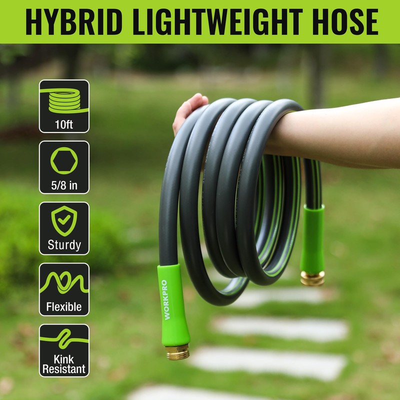 WORKPRO Garden Hose 5/8 IN x 10 FT, Heavy Duty,
