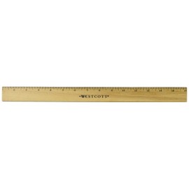 Westcott Ruler with Double Brass Edge, 16ths and Metric, 15-Inch (05225)