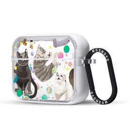 MOSNOVO Case for Airpods Pro & Airpods Pro 2, Protective Clear Case with Shockproof Dual Layer Hard Luxe Metal Ring Designed for Airpods Pro 2 Generation - Space Cat
