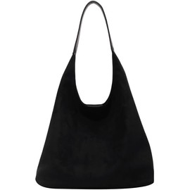 Fldhav Suede Bags for Women Hobo Bag Slouchy Purse Fashionable Shoulde Office Suede Tote Handbag(Suede Black)