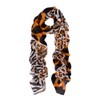 Elegant Leopard & Zebra Mixed Animal Print Scarf, Orange