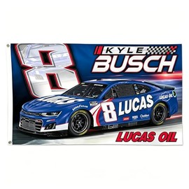 ENMOON Kyle Busch #8 Racing Flag 3x5 Ft 150D Polyester Flag with Brass Grommets for Garage, Man Cave, Outdoor Decor