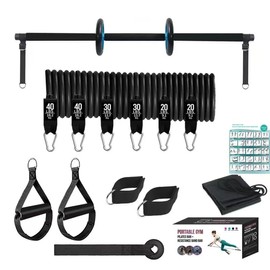 Pilates Bar Kit with Resistance Bands,Pilates Bar with Stackable Bands Workout Equipment for Legs,Hip,Waist and Arm,Exercise Fitness Equipment for Women & Men Home Gym Yoga Pilates