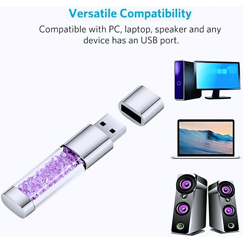 WooTeck 128GB Jewelry Crystal Lipstick USB Flash Drive,High Speed Memory