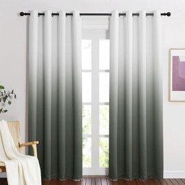 NICETOWN Light Blocking Gradient Color Curtains Ombre Blackout Curtains Room Darkening Thermal Insulated Grommet Window Drapes for Living Room/Bedroom (Dark Mallard, 2 Panels, 52x84 Inch)