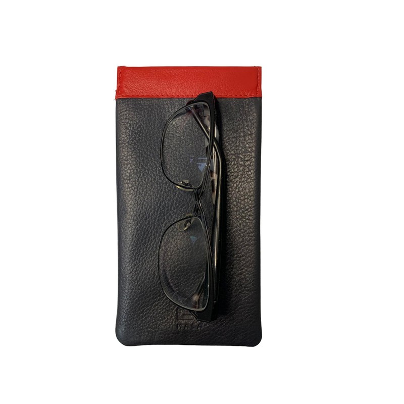 Mala Leather Two Tone Wide Snaptop Real Leather Glasses case