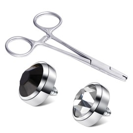 DJCIW 4mm Jaw Piercing Ball Removal Tool,Stainless Steel Piercing Pliers To Change Jewelry, Dermal Anchor Forceps for Dermal Tops,Nose Septum Lip Ring Earrings, Easy to Unscrew or Screw Piercing Balls