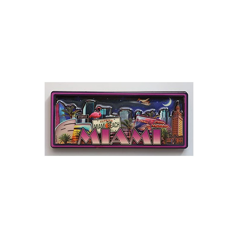 Miami Florida Dual Layer MDF Magnet 2" x 4.5"