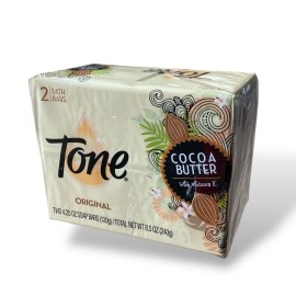 Tone Original Cocoa Butter With Vitamin E Bar Soap 4.25 Oz (1) Pack Of 2 Sealed