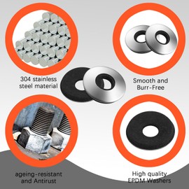 (100Pcs) #10 * 1"=4.8mm*25mm 304 Stainless Steel EPDM Bonded Sealing Washers Neoprene Rubber Washer, Gasket Assortment Kit for Screws