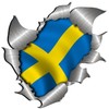 small size Swedish Flag Metal Rip Open Sticker
