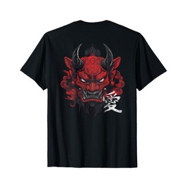 Japanese Traditional Oni Demon Mask Japan Kanji Art Back T-Shirt