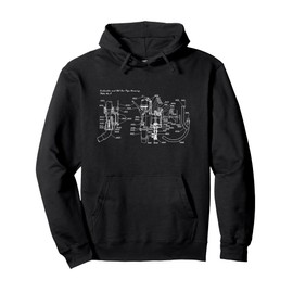Vintage Carburetor & Hot Air Pipe Diagram – Engine Graphic Pullover Hoodie