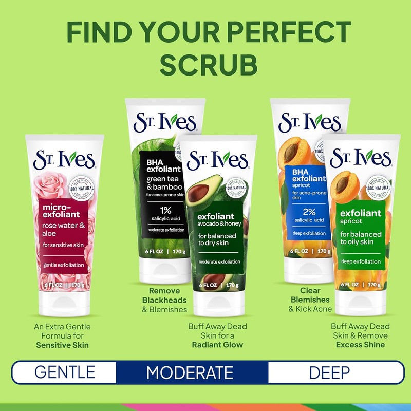 St. Ives Exfoliante Facial, Té Verde y Bambú, 170g