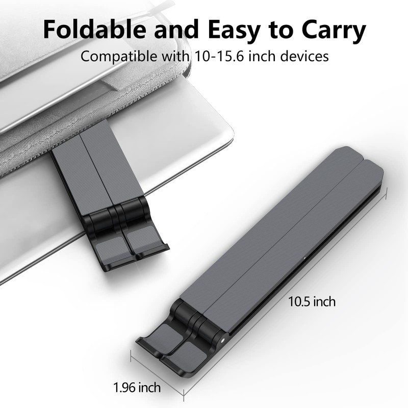 Tonmom Laptop Stand for Desk, Adjustable Laptop Riser ABS+Silicone Foldable