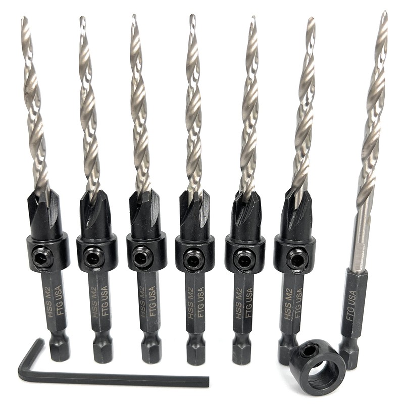 FTG USA 6Pc #10(3/16") Countersink Drill Bits and 1 Replacement