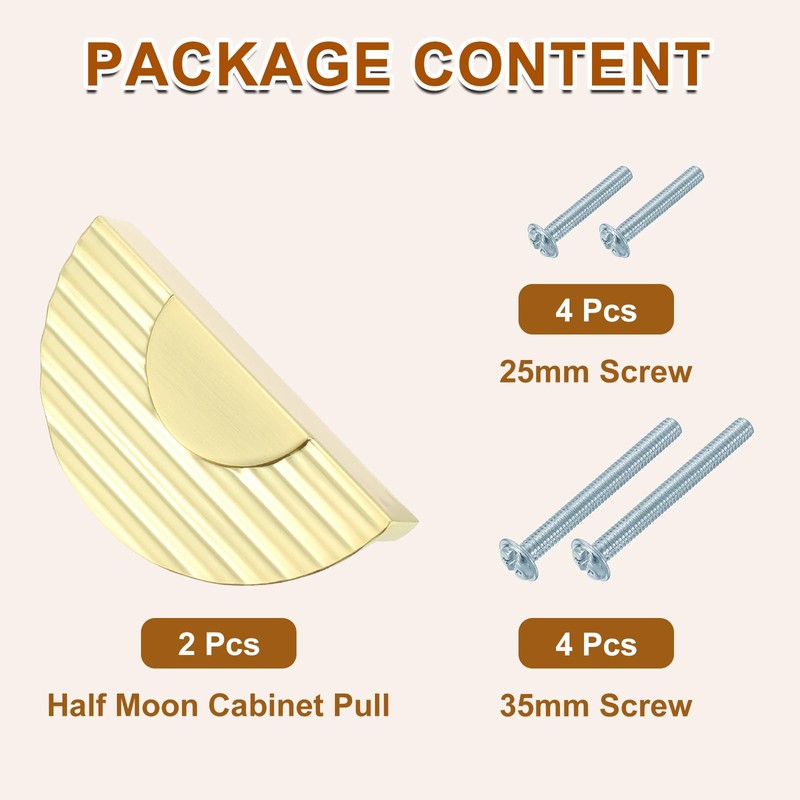 sourcing map 2 Pack Half Moon Cabinet Pull, 2.52" Hole