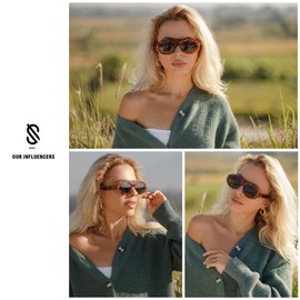 SOJOS Trendy Flat Top Polarized Sunglasses for Women Men Retro Chunky Frame Oval Lens Sun Glasses SJ2279