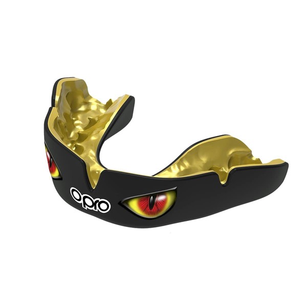 OPRO Mouthguard [Instant Custom Fit] Sports Mouthpiece Made in UK [Official Store] (Design & Color) (Adult, Black, Red & Silver)