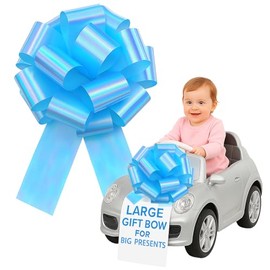 16 Inch Big Bow, Large Bow for Car, Blue Bows Giant Gifts Cars, Big Bow for Present, Birthday Bow for Present Wrapping, Christmas Wedding Party Bows New House Happy Birthday