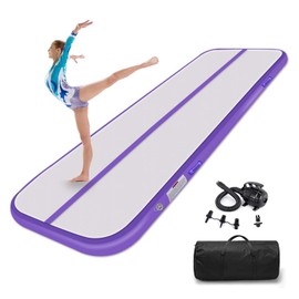 Estgora Tumble Track Mats For Gymnastics 20ft 16ft 13ft 10ft 6.6ft Gymnastics Mat For Tumbling 4/8 Inch Thick Inflatable Air Tumbling Matts For kids Home Use Pool Cheerleading with 600W Electric Pump