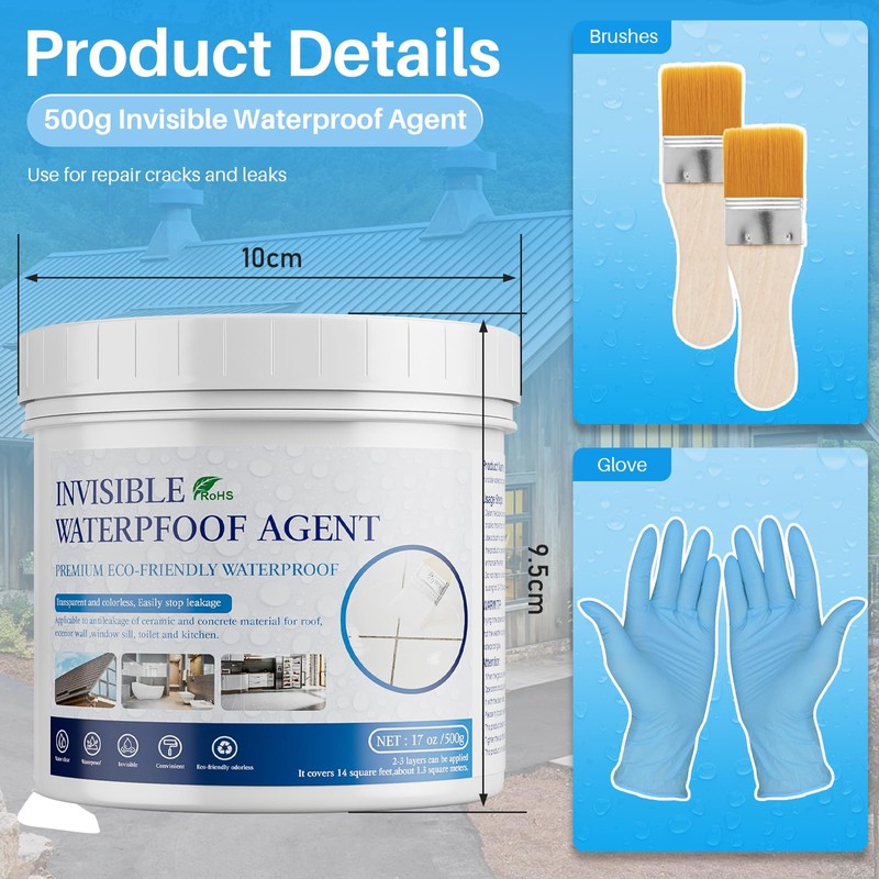 Xmntdo Invisible Waterproof Agent 17.6 Oz, Transparent Waterproof Coating Adhensive