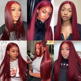 Burgundy Human Hair Bundles 99J Burgundy Straight 3 Bundles 20 22 24 inch Double Weft Red Straight Bundle Hair Extensions