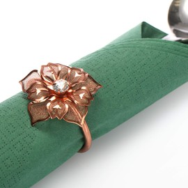 com-four® 8 x Napkin Rings with Flower Motif - Table Decoration for Anniversary, Christmas, Birthdays and Weddings [Selection Varies] (Pack of 08 - Copper)
