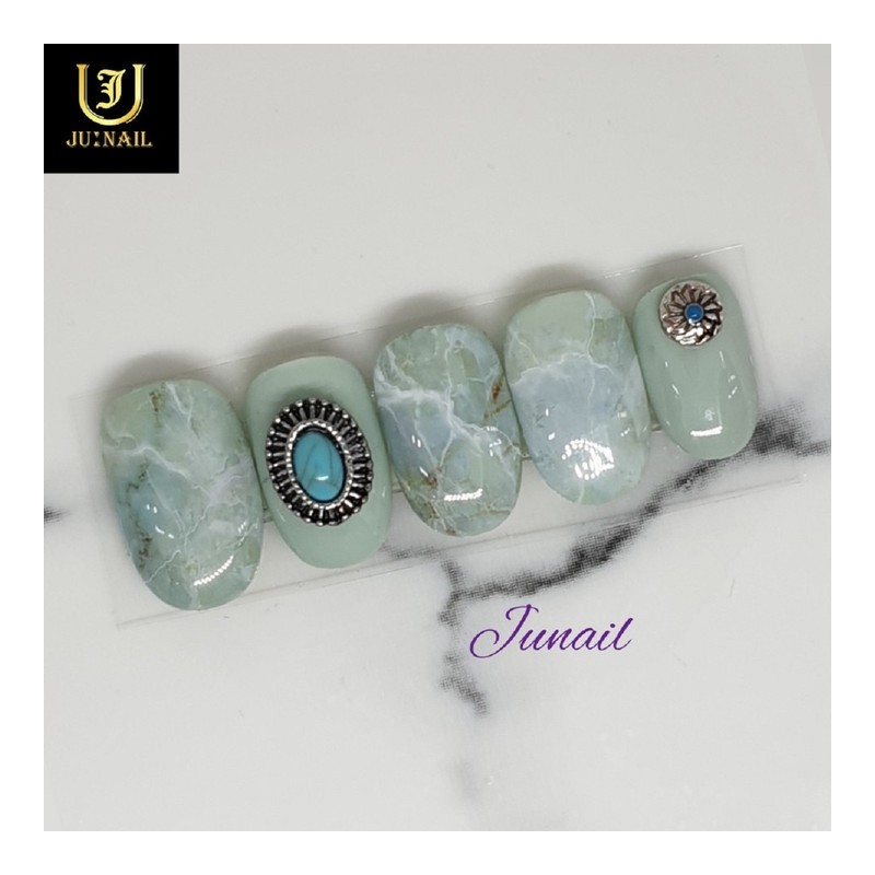 Goryeo Celadon Handmade Nail Tips - Short Straight Coffin /