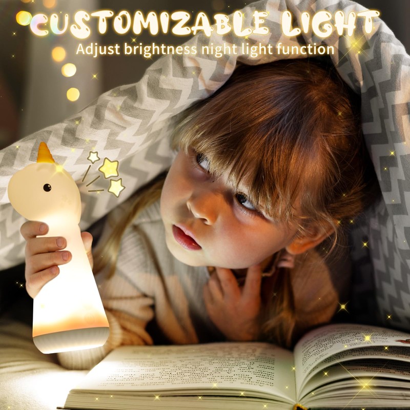 ShaArkMango Flashlight with Night Light for Kids Rechargeable LED Dimmable