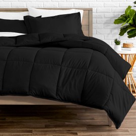Bare Home Comforter Set - Full Size - Goose Down Alternative - Ultra-Soft - Premium 1800 Series - All Season Warmth (Full, Black)